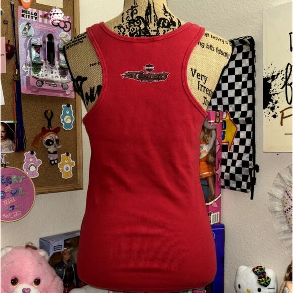 2008 Harley Davidson I Heart My Harley Tank Top Red Rhinestones Trashy Y2k Biker - Picture 5 of 8